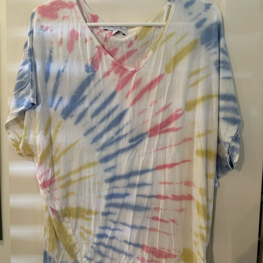 Michael Stars Red and Blue Relaxed Short Sleeve Tee